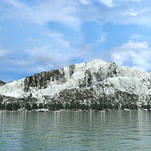 3D realistic snow mountain with lake model