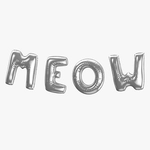 Foil Baloon Words Meow Silver 3D model