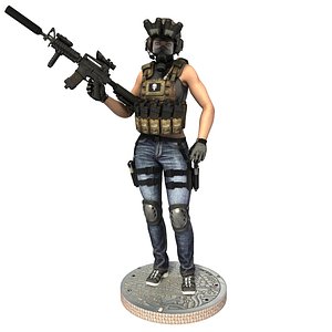 3d model soldier woman