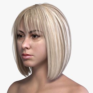 Realistic Medium Straight Blonde Hair 3D model