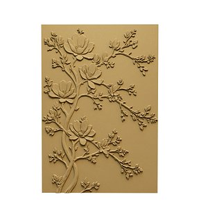 Magnolia Floral Branch wall decor Relief STL Mural CNC 415
