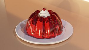 Jello Plate with Whip Cream  Cherry