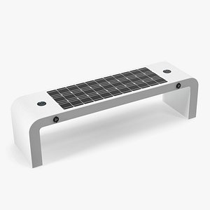 街道长凳与太阳能电池板3D模型
