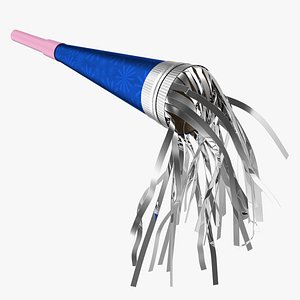 3D Foil Party Blower Blue model