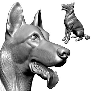 German Shepherd Dog - Low and High poly Model 3D model