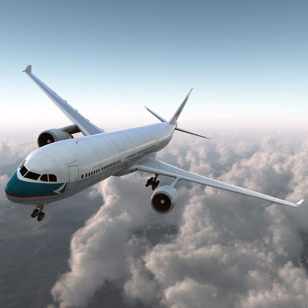 Jet Airliner Airbus A330-300 Cathay Pacific 3D model preview