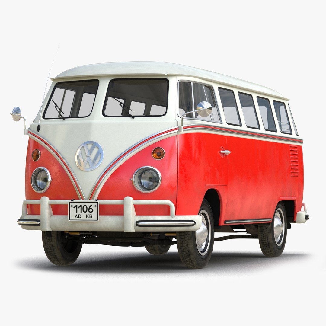 Volkswagen Type 2 Red Rigged 3D Model 3D model preview