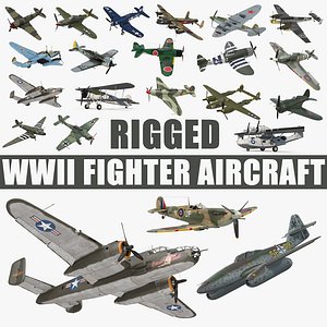 WWII Rigged Aircraft Big 3D Models Collection