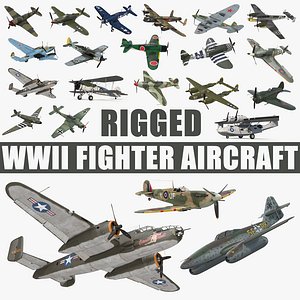 WWII Rigged Aircraft Big 3D Models Collection