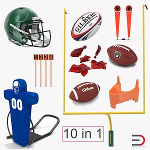 football equipment 2 rugby ball 3d 3ds