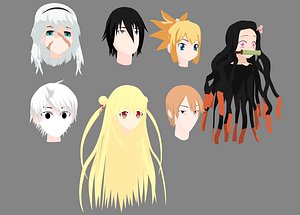 3D girl hair anime - TurboSquid 1464441