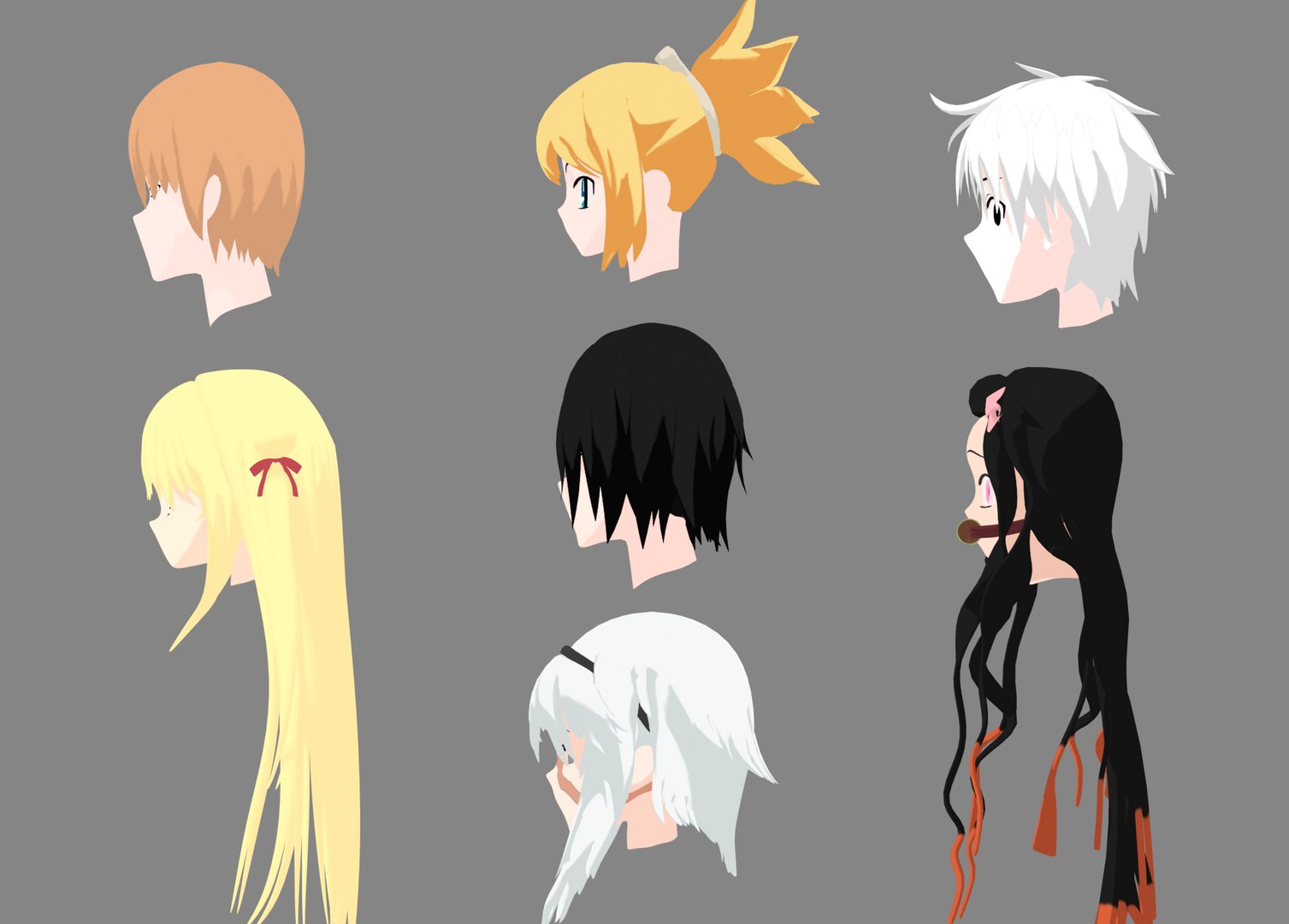 3D girl hair anime - TurboSquid 1464441