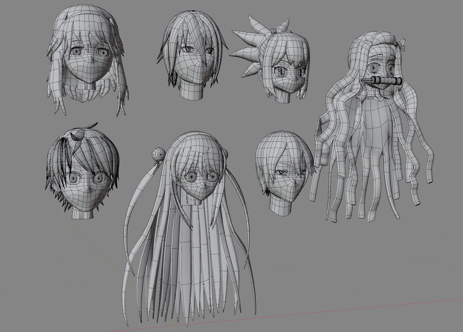 3D girl hair anime - TurboSquid 1464441