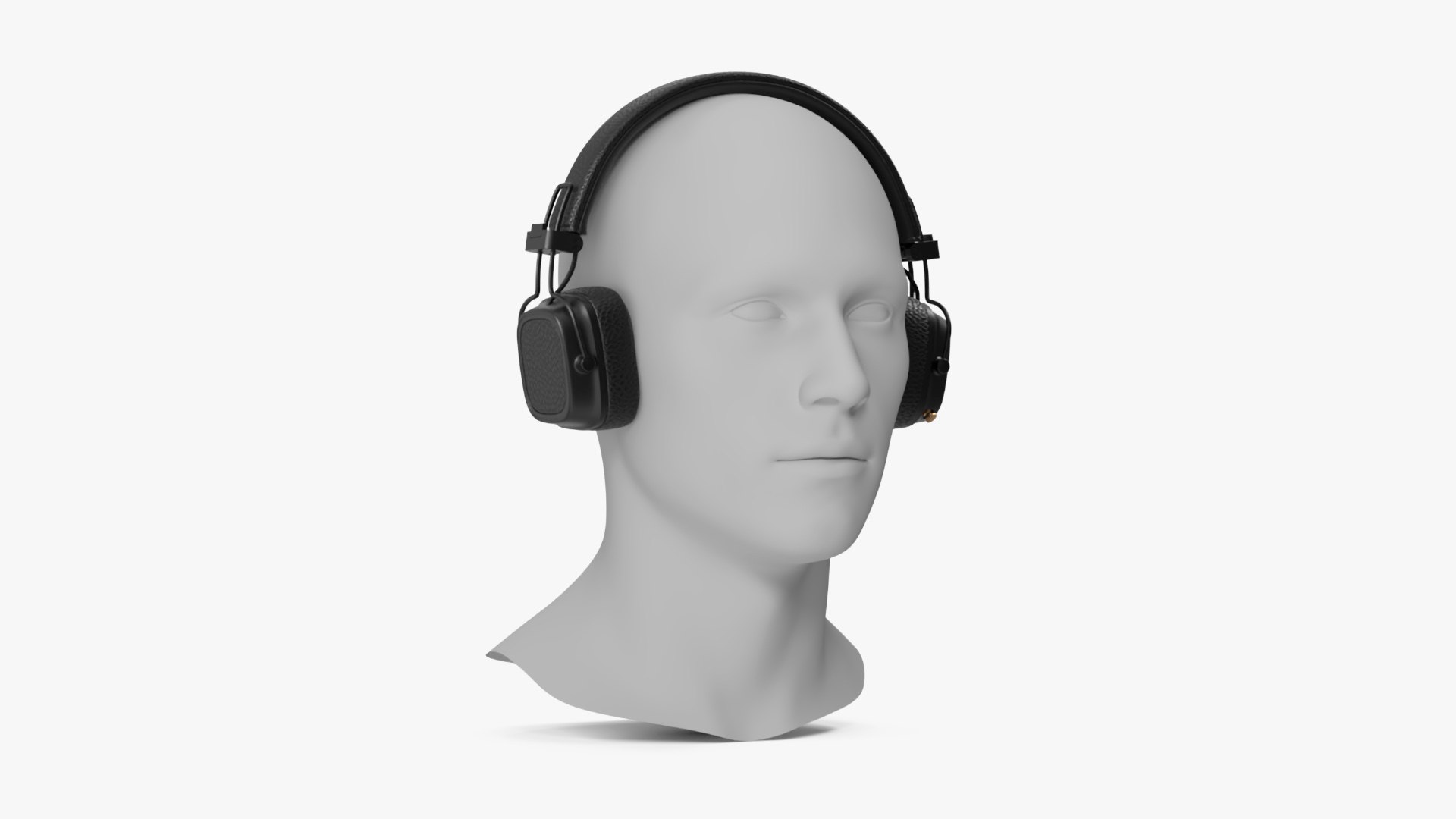 Headphones on Mannequin Head 3D model preview