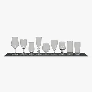 3D Beer Glass and Goblet Set model