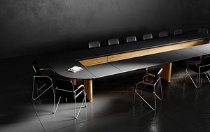 Conference black table and office chair
