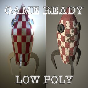 3D space rocket low-poly