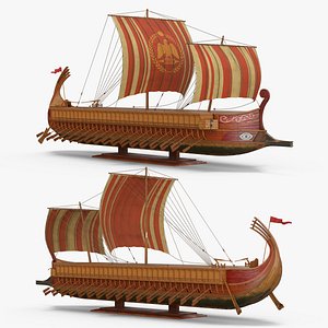 Miniature Roman Trireme on Stand model