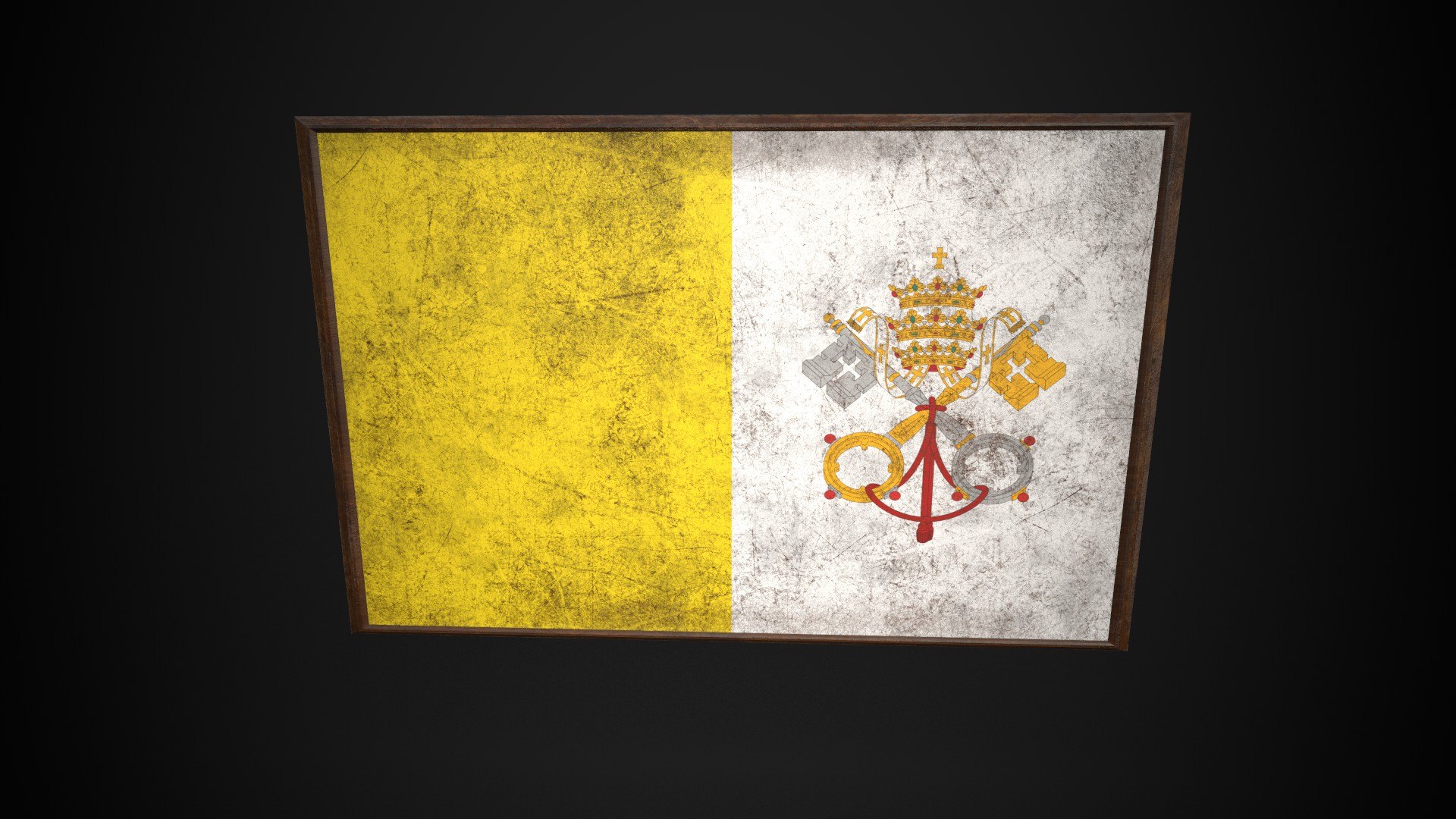 Old Picture Frame With Papal States Flag - Game Ready PBR Low-poly 3D ...