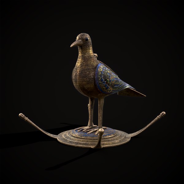 Hand Painted Gold Bird Coffer 3D model