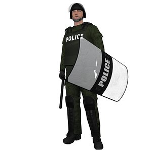 rigged riot police officer 3d max