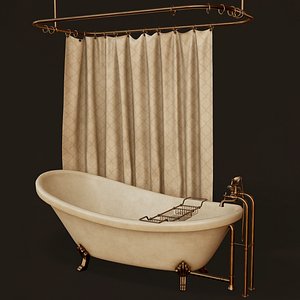 3D Antique Bathtub - PBR Game Ready model