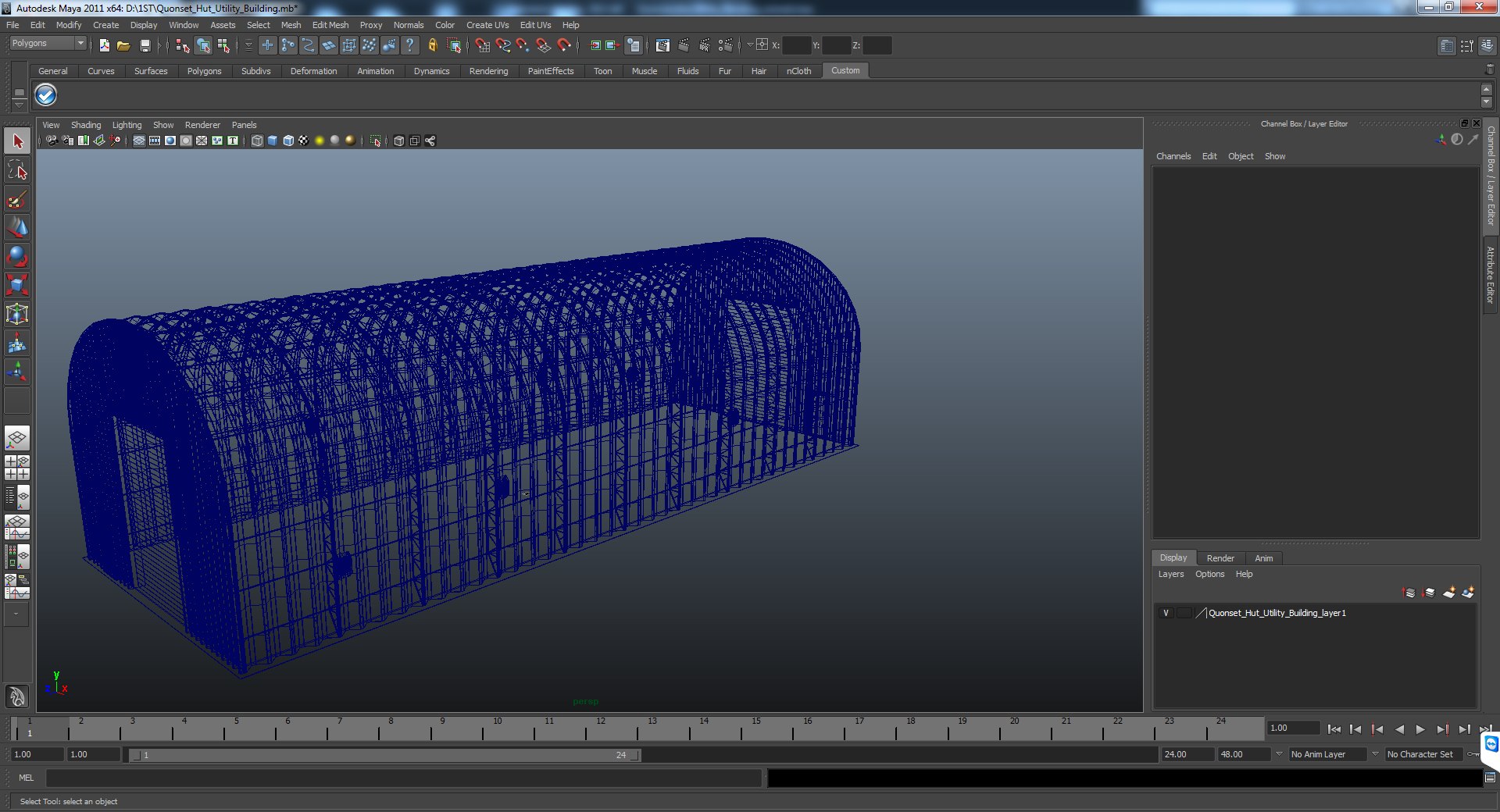 Quonset Hut Utility Building 3D Model 3D model preview