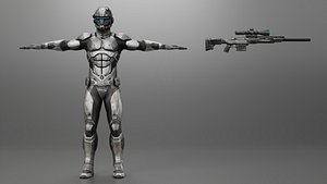 Sci Fi Sniper Soldier Rigged model