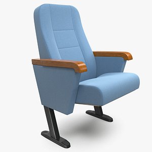 Folding Auditorium Chair Blue 3D model
