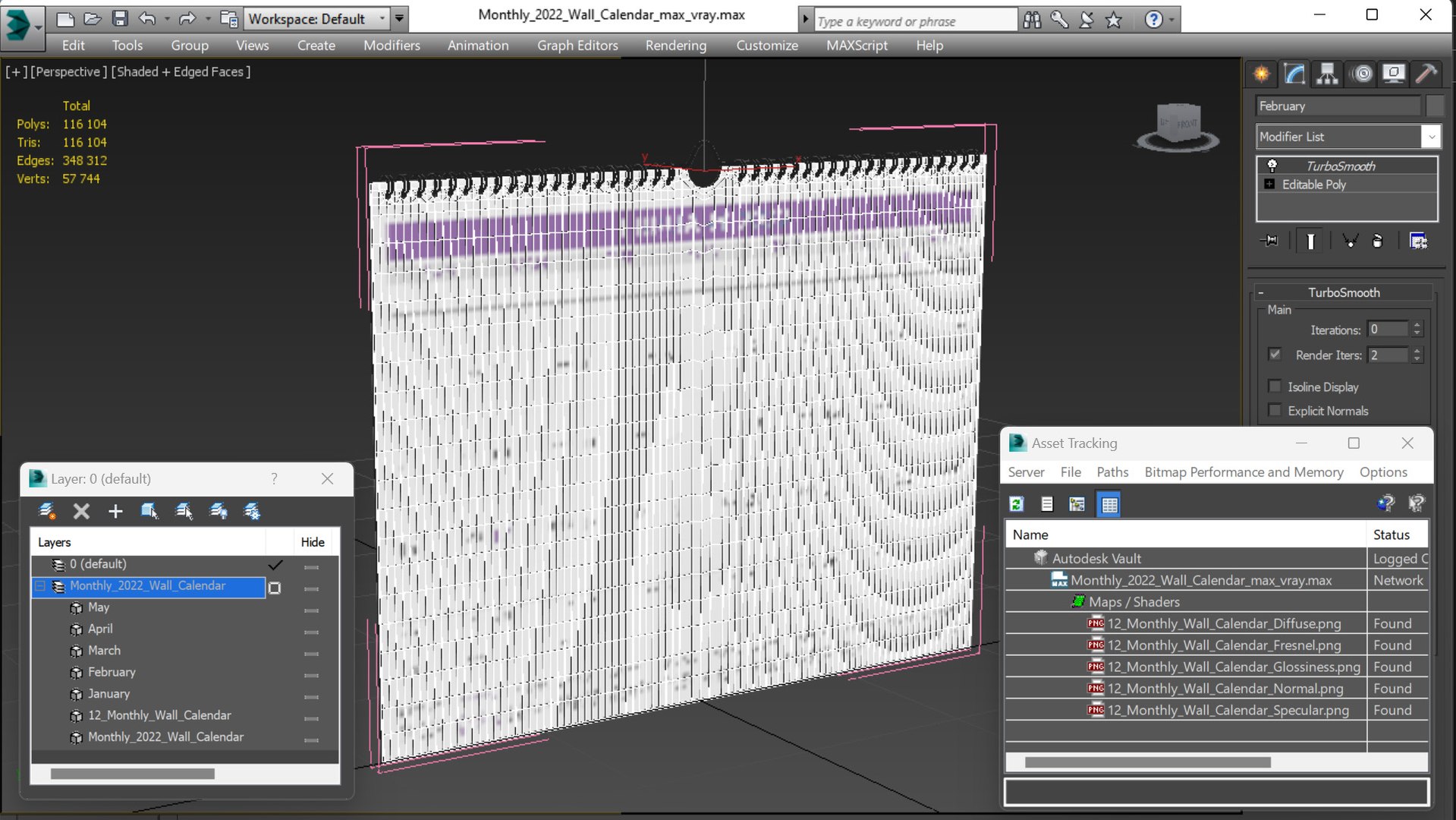 3D Monthly 2022 Wall Calendar model - TurboSquid 2109223