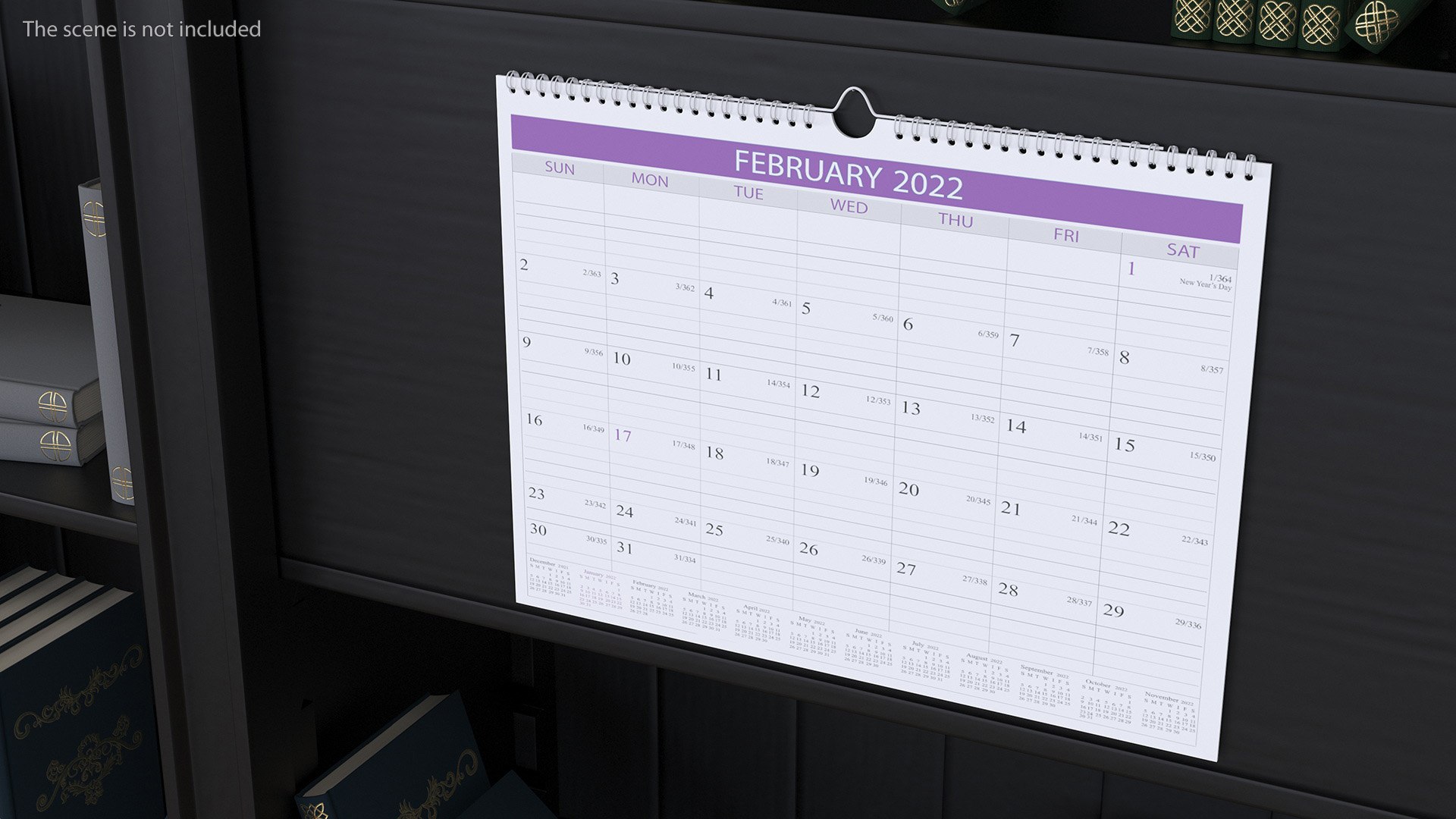 3D Monthly 2022 Wall Calendar model - TurboSquid 2109223