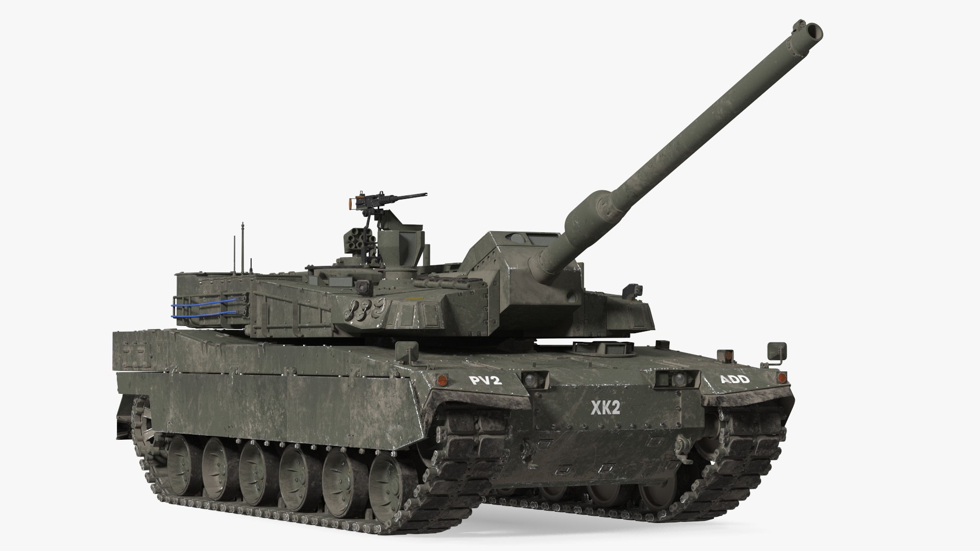 K2 Black Panther Tank Dirty Rigged 3D model preview