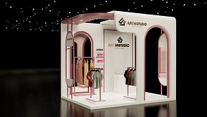 Small booth design 3D model 4m x 3m 3D model