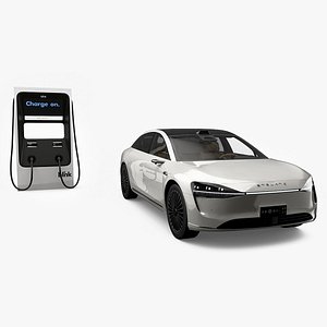 3D Huawei Stelato S9 Electric Car with Blink Charging Station model