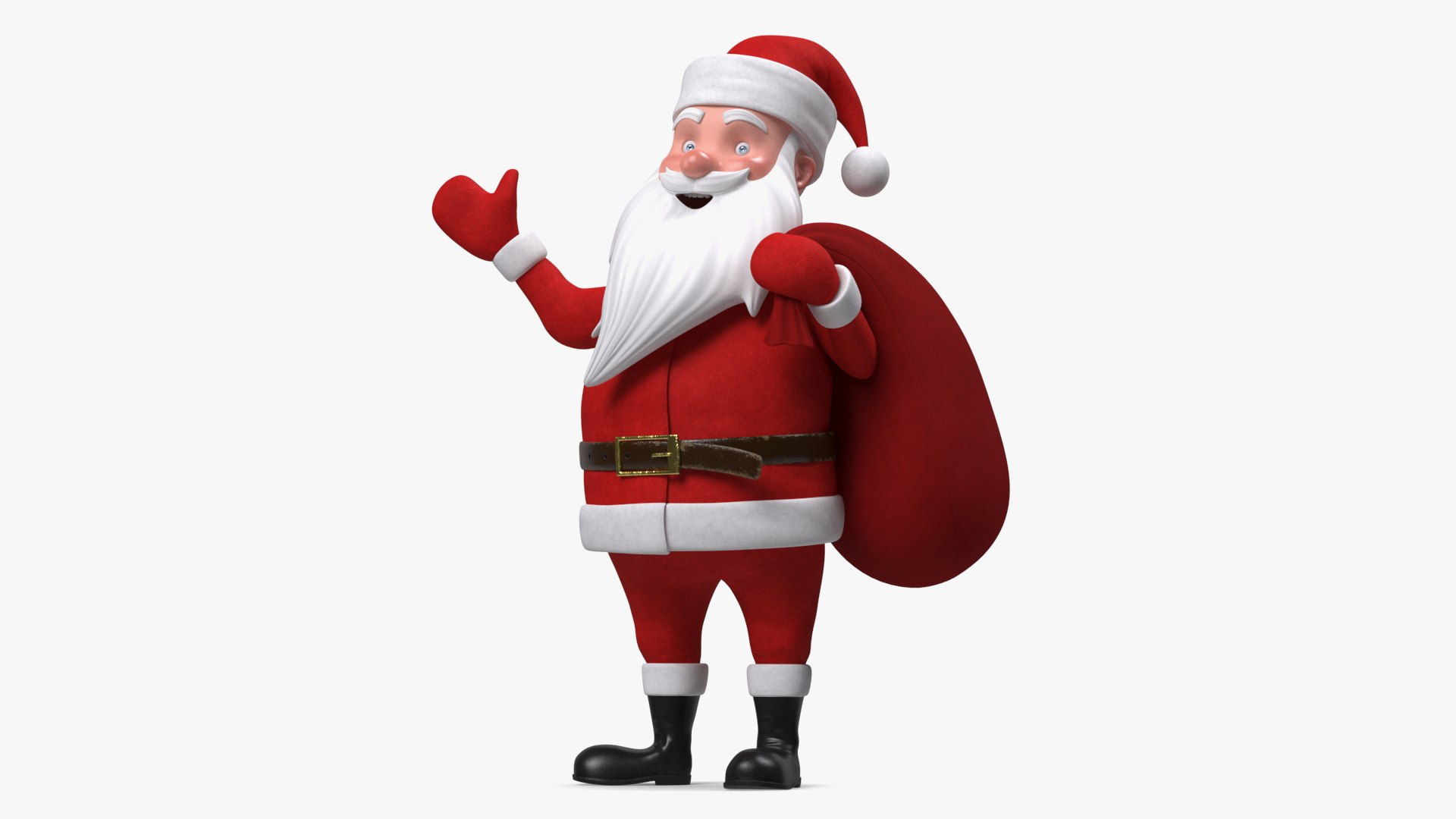 Santa Claus Cartoon Character Waving Pose 3D model preview