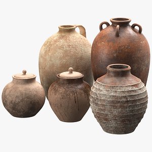 Artisan clay vases set 3