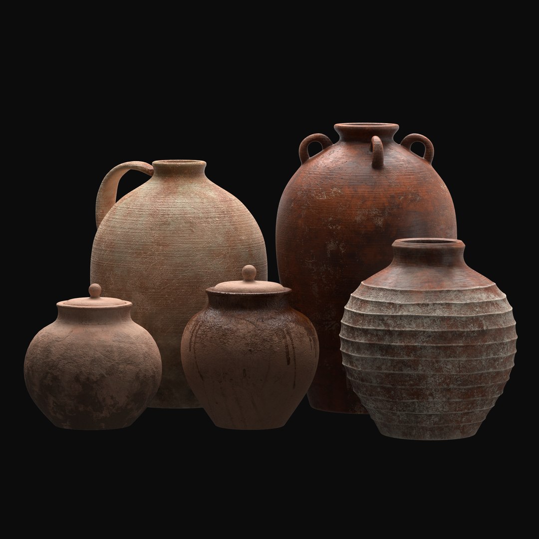 Artisan Clay Vases Set 3 3D - TurboSquid 2020934