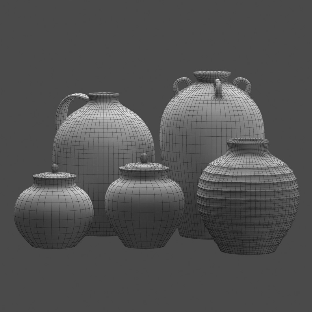 Artisan Clay Vases Set 3 3D TurboSquid 2020934