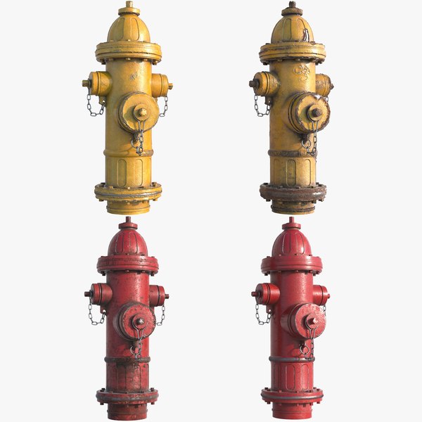 3D hydrant red yellow