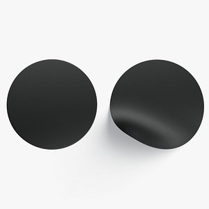 3D Two Black Round Stickers - smooth and bended adhesive labels model