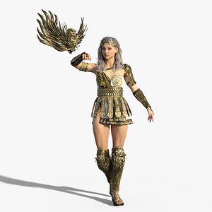 Athena Goddess Rigged Low-poly
