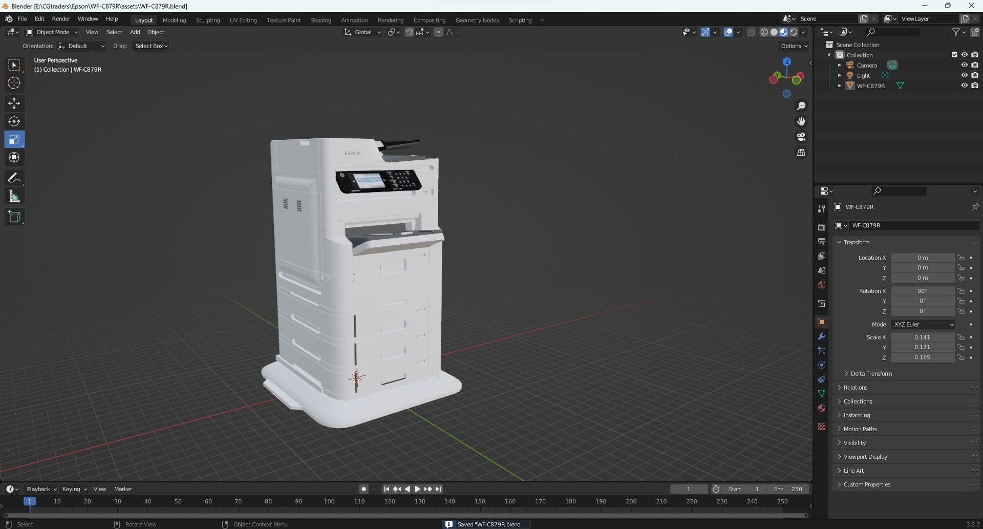 3D WorkForce Pro WF-C879R Multifunction Color Printer Model ...