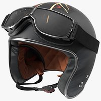 Vintage Motorcycle Helmet Lucky 13 with Goggles