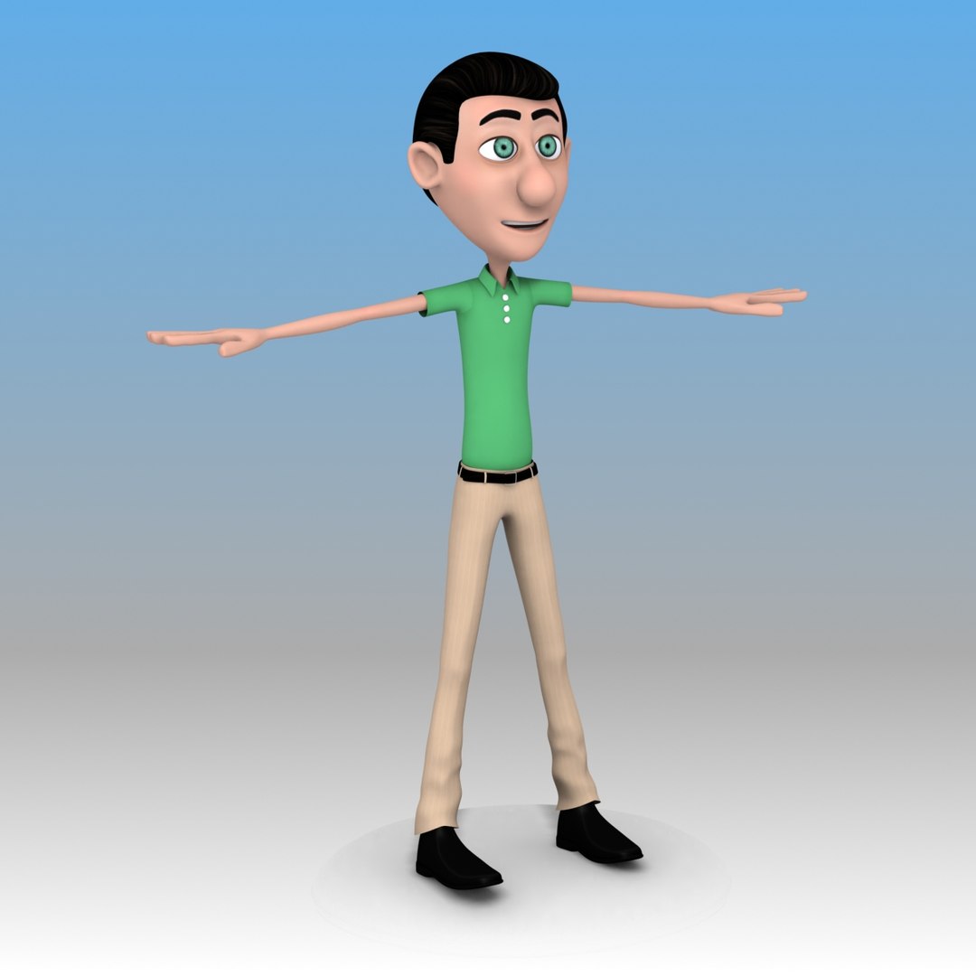 rigged cartoon character man 3d max