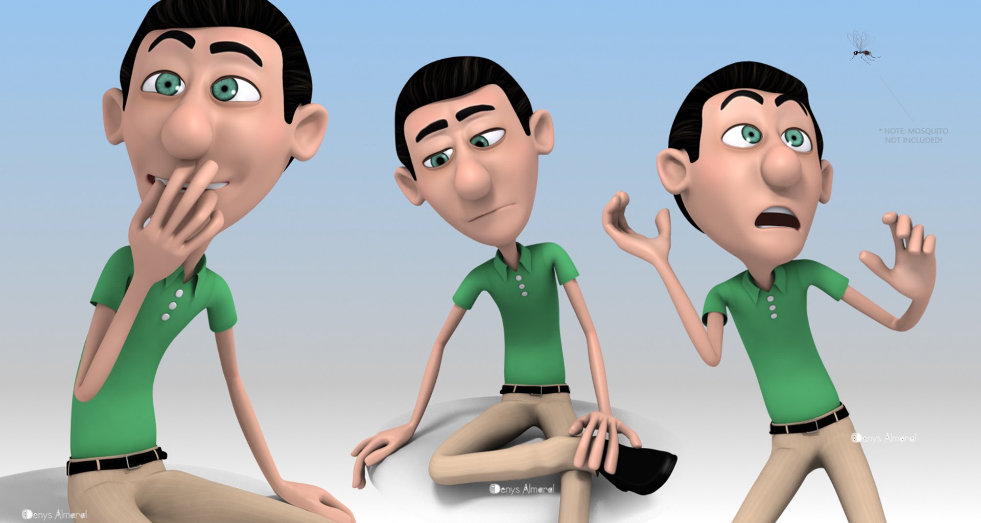 rigged cartoon character man 3d max
