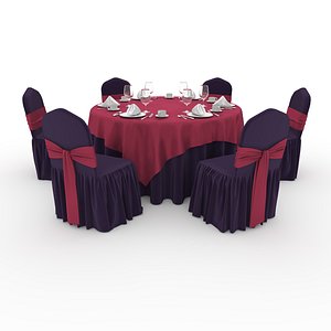 Banquet Table and Chair 48 3D model