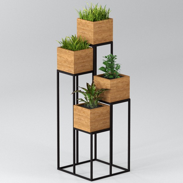 3d Indoor Plants Pots Shelf Model - Turbosquid 1447302