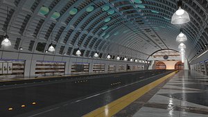 3D tramway bus station tram