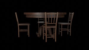 3D model Round table and chairs