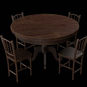 3D model Round table and chairs